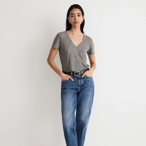 MADEWELL WHISPER COTTON POCKET V NECK TEE T-SHIRT HEATHER IRON TOP SZ S - Picture 6 of 6